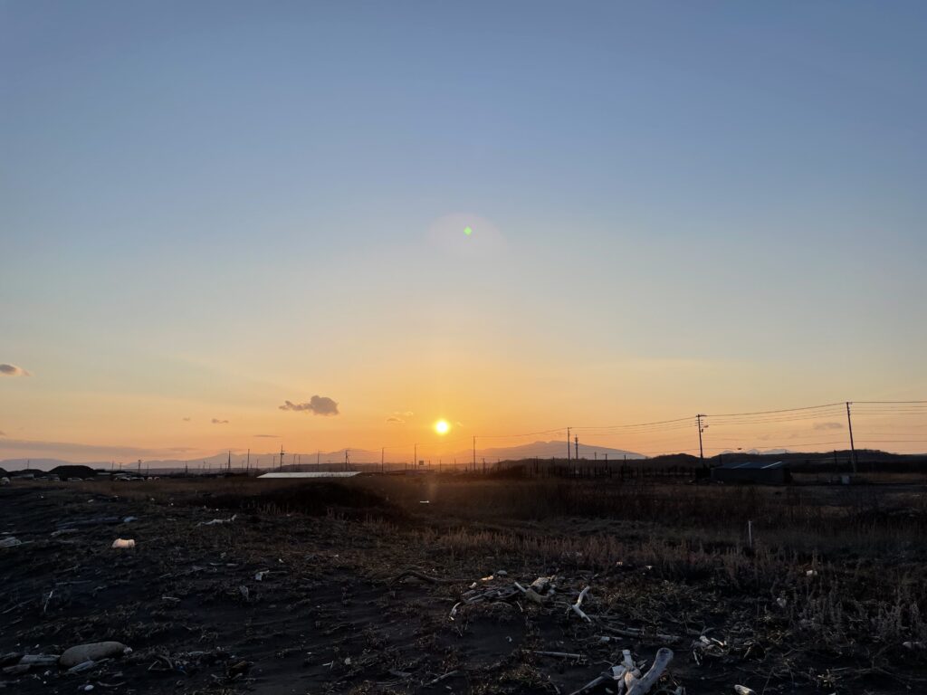 2022年4月の北海道苫小牧の夕日